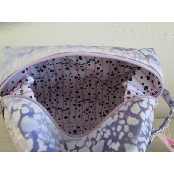 Betsey Johnson CLB-1023 Purple Multi Leopard Print Loaf Cosmetic Bag - Picture 8 of 12